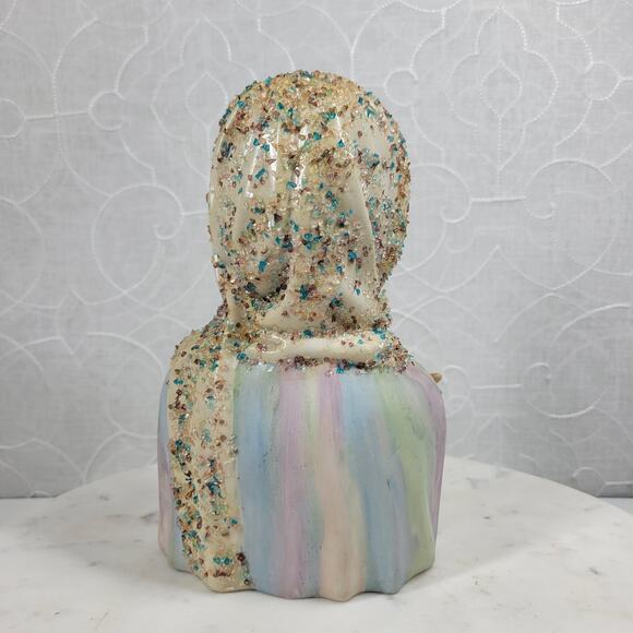 VTG Ceramic Bust 8.5" Hand Painted Porcelain Figurine Textured Girl Sculpture - Picture 10 of 16